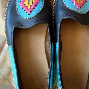 Boho Hippie Vintage handmade Leather Loafers EUC